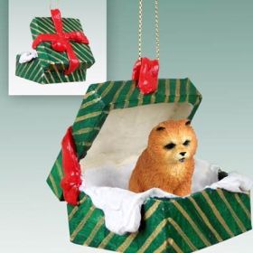 Chow Chow - Red - Green Gift Box Ornament