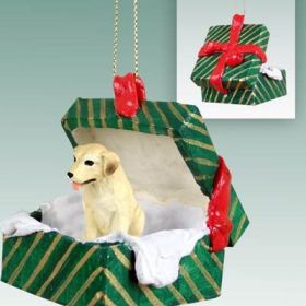 Labrador Retriever - Yellow - Green Gift Box Ornament
