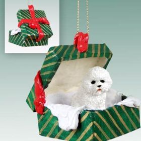 Bichon Frise Green Gift Box Ornament