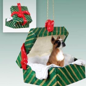 Boxer Green Gift Box Ornament