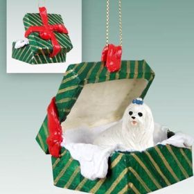 Maltese Green Gift Box Ornament