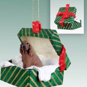 Irish Setter Green Gift Box Ornament