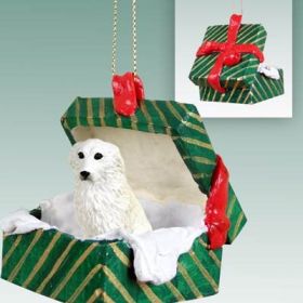 Great Pyrenees Green Gift Box Ornament
