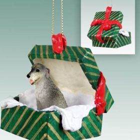 Irish Wolfhound Green Gift Box Ornament