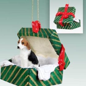 American Foxhound Green Gift Box Ornament