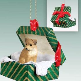 Border Terrier Green Gift Box Ornament