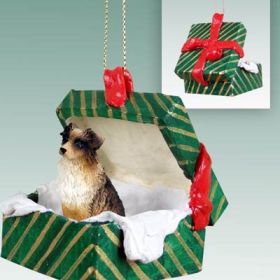 Australian Shepherd - Brown - Green Gift Box Ornament