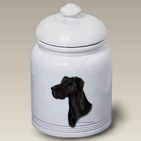 Great Dane - Black - Uncropped - Best of Breed Ceramic Treat Jar