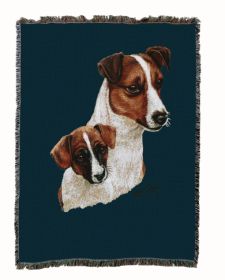 Jack Russell Terrier with Puppy Cotton Woven Throw