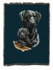 Labrador Retriever - Black - with Puppy Cotton Woven Throw