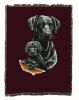 Labrador Retriever - Black - with Puppy Cotton Woven Throw