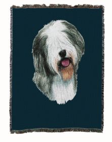 Old English Sheepdog Cotton Woven Throw