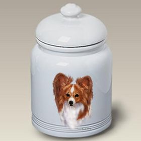 Papillon - Red and White - Best of Breed Ceramic Treat Jar