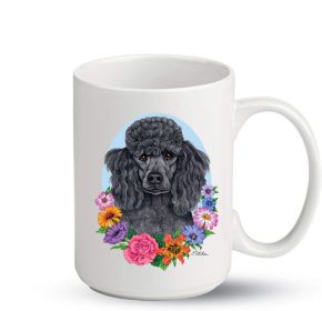 Poodle - Black - Best of Breed PItcher Flower Mugs