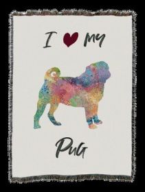 Pug Splash Cotton Woven Throw
