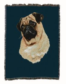 Pug Cotton Woven Throw