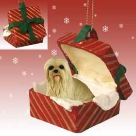 Lhasa Apso - Blonde - Red Gift Box Ornament
