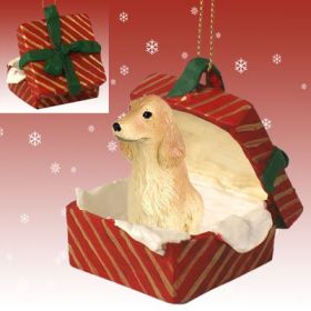 English Cocker Spaniel - Blonde - Red Gift Box Ornament