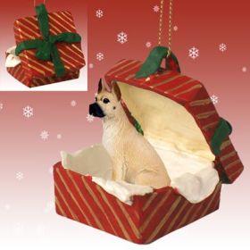 Great Dane - Fawn - Red Gift Box Ornament