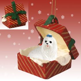Maltese Red Gift Box Ornament