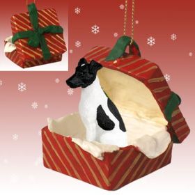 Smooth Fox Terrier - Black and White - Red Gift Box Ornament