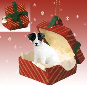 Jack Russell Terrier - Rough - Black and White - Red Gift Box Ornament