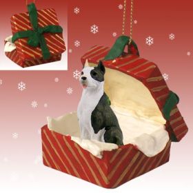 Pit Bull Terrier - Brindle - Red Gift Box Ornament