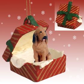 Bloodhound Red Gift Box Holiday Ornament