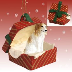 Borzoi Red Gift Box Ornament