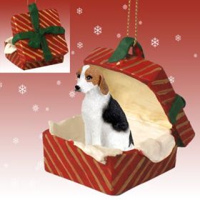 American Foxhound Red Gift Box Ornament