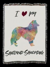Shetland Sheepdog Splash Cotton Woven Throw