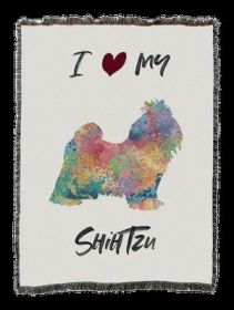 Shih Tzu Splash Cotton Woven Throw