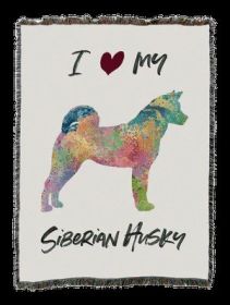 Siberian Husky Splash Cotton Woven Throw