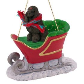 Poodle - Chocolate - Sleigh Ride Ornament