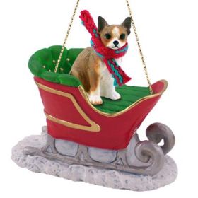 Chihuahua - Brindle and White - Sleigh Ride Ornament