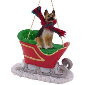 German Shepherd - Black and Tan - Sleigh Ride Ornament