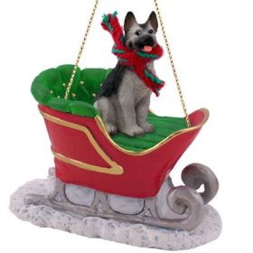 German Shepherd - Silver and Black - Sleigh Ride Ornament