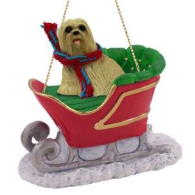 Lhasa Apso - Blonde - Sleigh Ride Ornament