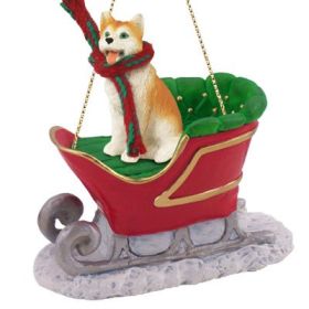 Siberian Husky - Red and White - Blue Eyes - Sleigh Ride Ornament