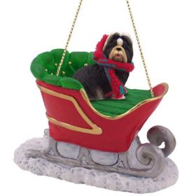 Shih Tzu - Black and White - Sleigh Ride Ornament