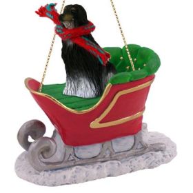 Afghan Hound - Black & White - Sleigh Ride Ornament