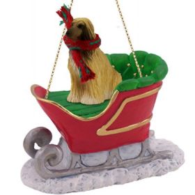 Afghan Hound - Tan & White - Sleigh Ride Ornament