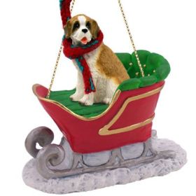 Saint Bernard - Rough Coat - Sleigh Ride Ornament