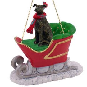 Greyhound - Brindle - Sleigh Ride Ornament