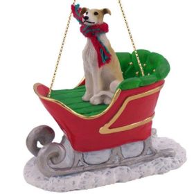 Greyhound - Tan and White - Sleigh Ride Ornament