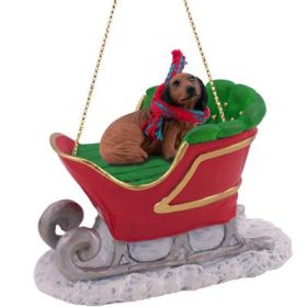 Dachshund - Red - Longhair - Sleigh Ride Ornament