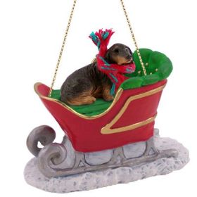 Dachshund - Black - Longhair - Sleigh Ride Ornament