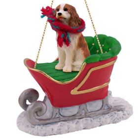 Cavalier King Charles Spaniel - Brown and White - Sleigh Ride Ornament