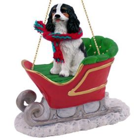 Cavalier King Charles Spaniel - Black and White - Sleigh Ride Ornament