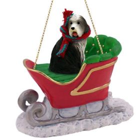 Bearded Collie - Sleigh Ride Ornament